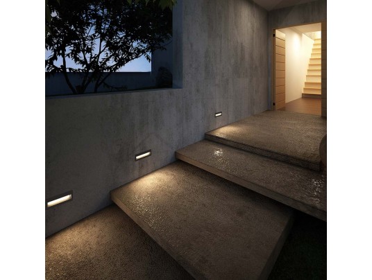 WALL RECT RECESSED-8W-IP65-3000K-DARK GREY